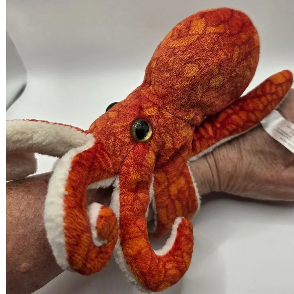 Wild Republic Octopus Wrist Plush Orange Brown Lot of 2 8x3in